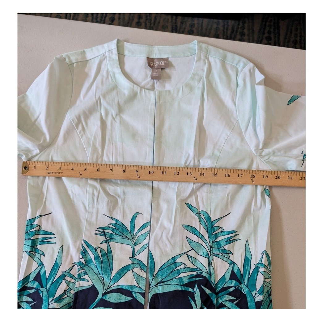Chico's Floral Asian Watercolor Jacket Lightweight Open Tunic Cotton NWT 1 - Picture 15 of 16
